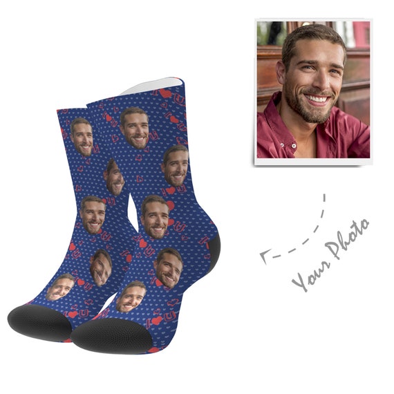 Personalised Love Heart Socks Birthday Boyfriend Husband Gift Fathers Day Print