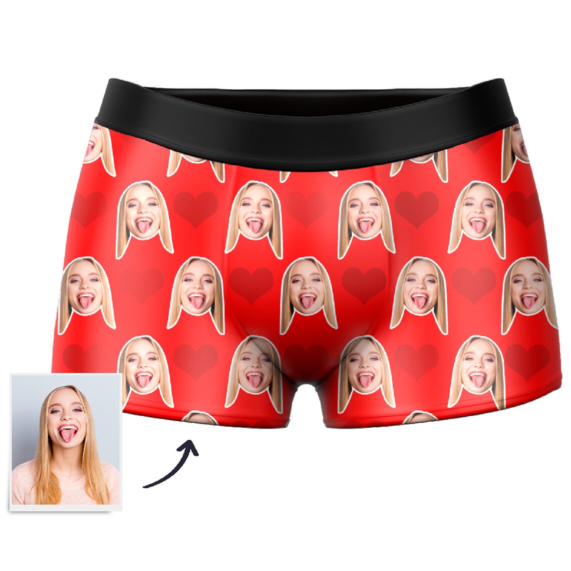 Custom Funny Face Boxer Underwear for Him Boyfriend Husband Men Novelty 3D Printed Personalized