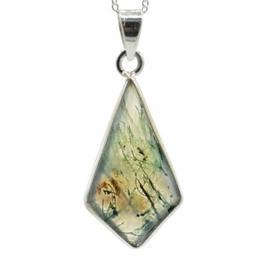 Natural Moss Agate 925 Sterling Silver Pendant Necklace