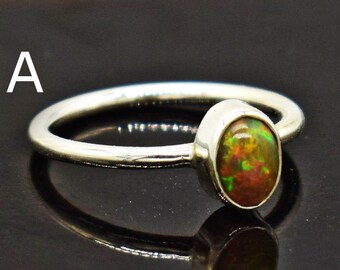 Natural Ethiopian opal gemstone silver ring, opal birthstone ring, October Birthstone Ring Gift For Ring, Silver ring, birthday gift Ring