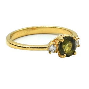 Moldavite Sterling Silver Ring: Natural Green Gemstone, Handmade