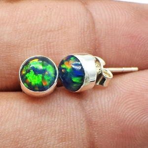 Beautiful Multi Fire Opal Stud Earring For Girls, 925 Sterling Silver earring Women Jewelry Fire Opal Birthday Gift Earring, Boho Earrings