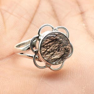 genuine Black Rutile Gemstone 925 Silver Ring, Bridal Black Rutile Ring, Beautiful handmade Ring, Gift For Mother, Birthday Day, Engagement