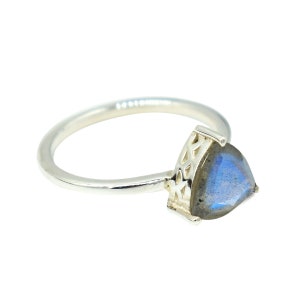 Blue Fire Labradorite Ring: 925 Sterling Silver, Natural Gemstone