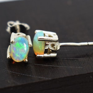 Ethiopian Opal gemstone silver Earring, Multi Fire Opal Stud earring, Wedding Gift Opal Earring,Stud Earring, Girls Earring, opal Earrings