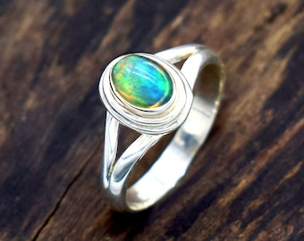 Handmade Ethiopian Opal Ring: 925 Sterling Silver Statement Ring