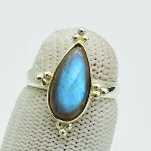 Anillo de plata con piedra preciosa de labradorita natural, anillo de labradorita de fuego azul para mujer, joyería, anillo de plata 925 para regalo, anillo de plata con labradorita AAA