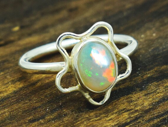 Single Fire Opal Stone Ring – Cahokia Mounds