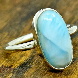 Natural Blue Larimar Gemstone silver ring, Wonderful Larimar birthstone ring, Original Larimar Silver Ring, Silver ring, AAA+ Larimar ring