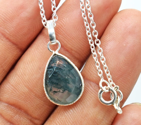 JERWLI Moosachat Halskette – Sterling Silber Mit Infinity-Anhänger, In Geschenkbox, Für Frauen & Damen