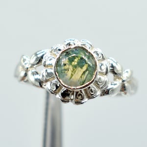 Natural Moss Agate 925 Sterling Silver Ring