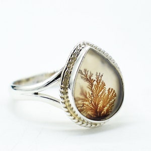 Natural Dendrite agate Gemstone Ring, Dendrite agate Ring, Beautiful Ring, Designer Agate Ring, Dendrite Tree agate Silver Ring, Girls Rings