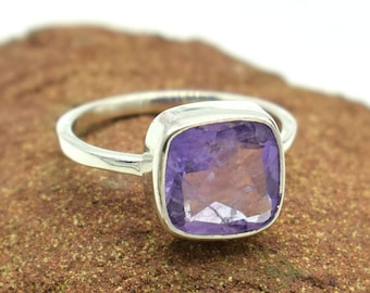Purple Amethyst gemstone silver ring, Natural Amethyst Stone ring, 925 Silver Ring,Gemstone ring, Ring For girls, Boho ring, Boho Ring, Ring
