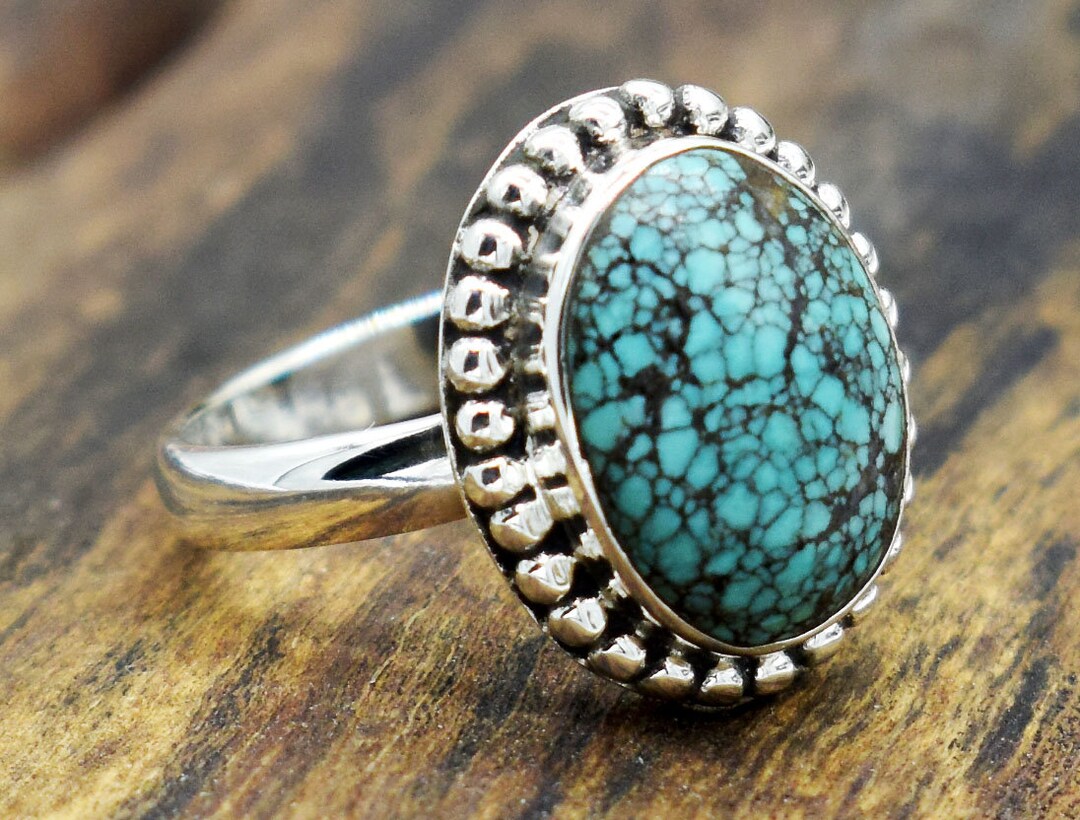 Handmade Tibetan Turquoise Ring: Sterling Silver Boho Statement Ring - Etsy