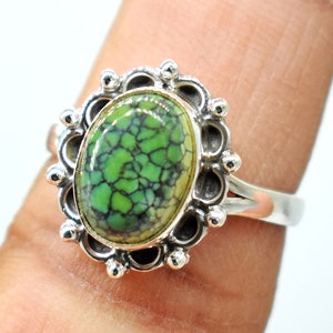 Tibetan Turquoise Ring: Handmade 925 Sterling Silver Gemstone Ring