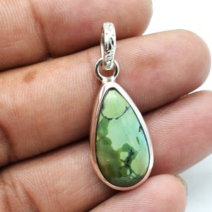 Natural Tibetan Turquoise Stone Silver Pendant, Genuine Turquoise Pendant, 925 Silver Pendant, Turquoise Stone Pendant, Hubei Turquoise