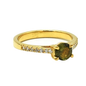 Statement Moldavite Ring: 925 Sterling Silver, Natural Gemstone