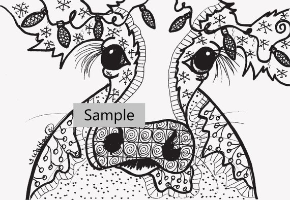 Christmas Cow Coloring Page | Etsy