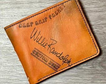 Cartera plegable de cuero con forma de guante de béisbol de Willie Randolph