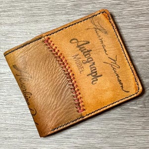 Cartera plegable de cuero con forma de guante de béisbol de Thurman Munson