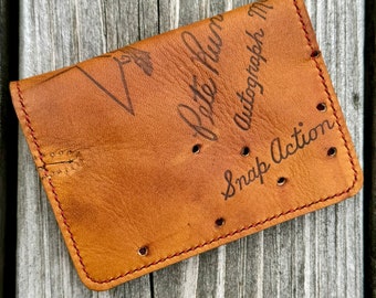 Pete Runnels cartera plegable fina de cuero con forma de guante de béisbol