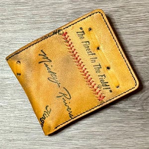 Cartera plegable de cuero con forma de guante de béisbol de Mickey Rivers