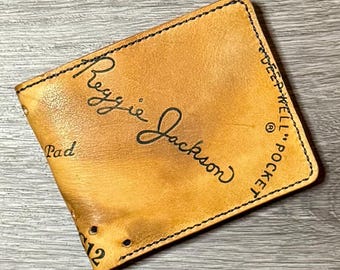 Reggie Jackson "Mr. October" baseball glove leather bifold wallet