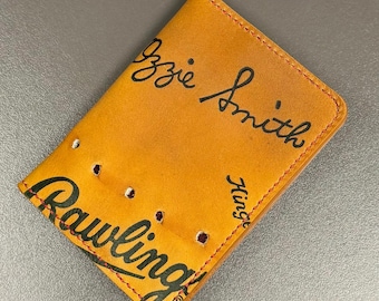 Portafoglio bifold sottile in pelle con guanto da baseball Ozzie Smith