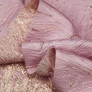Shimmery 3D Ocean Waves Silk Rayon Jacquard Brocade Fabric,Designer Fabric For Dresses, Skirts, Upholstery, Sewing Fabric,Home Decor,Costume