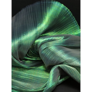 Iridescence Metallic Crinkled-textured Pleated Organza Fabric,Mermaid Fabric,Designer Fabric For Wedding, Gowns, Crafts, Events,Party Decor
