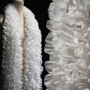Sheer pleated Ruffle Lace Trim, 24cm Wide 3D Folds Ruffle Organza, Designer Fabric, Wedding, Gowns, Events, Decoration,Fashion Couture