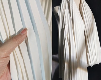 White Pleated Texture Fabric Fold Wrinkle Crumple Accordion Girl Dress Fabric Sew for Pleated-skirt,Craft By Yard