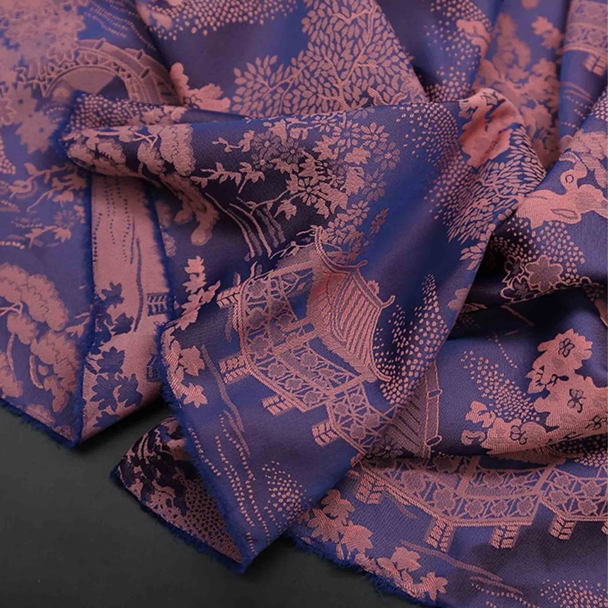 Tissu Satin Jacquard Rayé - Polyester, Multicolore, Moins D'1 Mètre, Pour Couture Et Déco