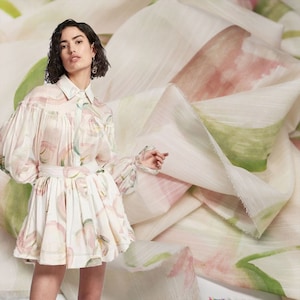 Fashion Couture Dress Fabric Floral Pattern Printed Fabric Design Fabric For Girl Party Dresses Women Blouse Spring Summer Fabric