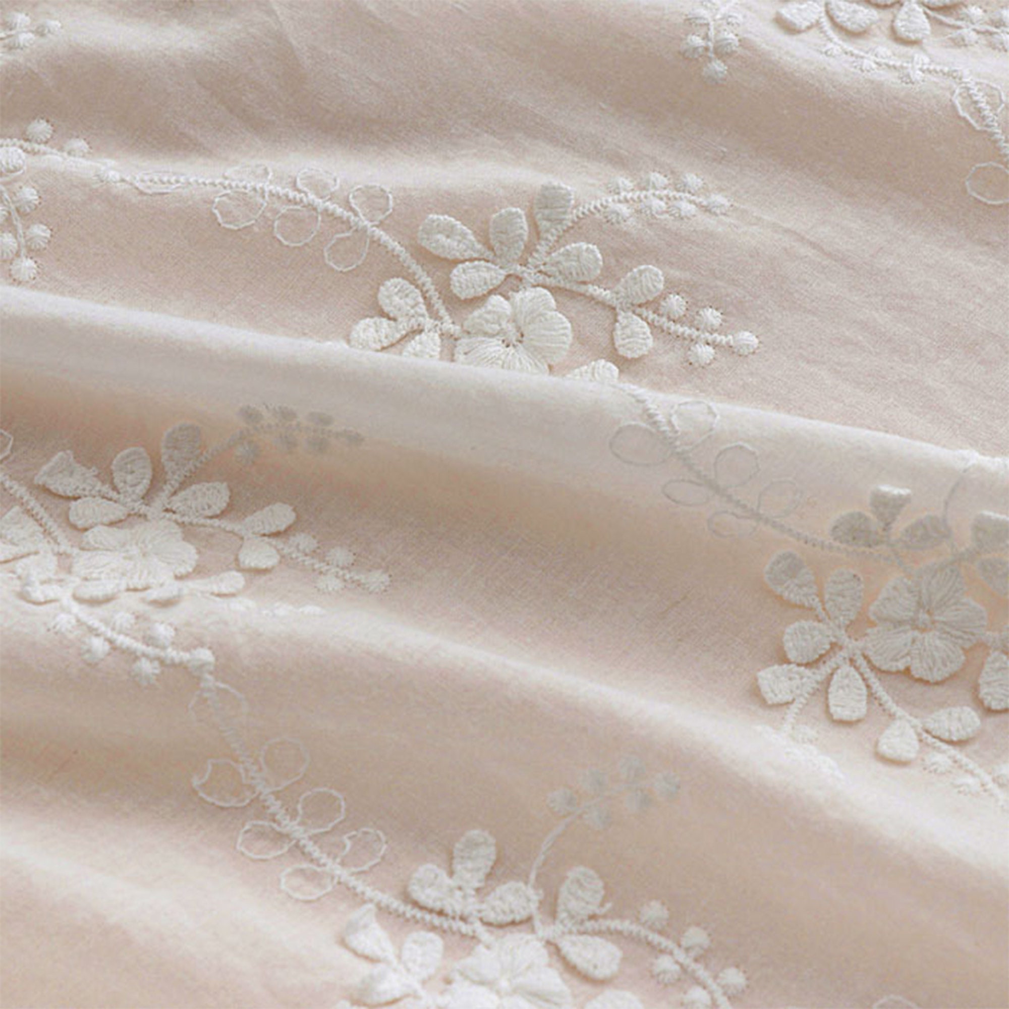 100% Cotton Fabric off White 3D Floral Embroidered Boho - Etsy