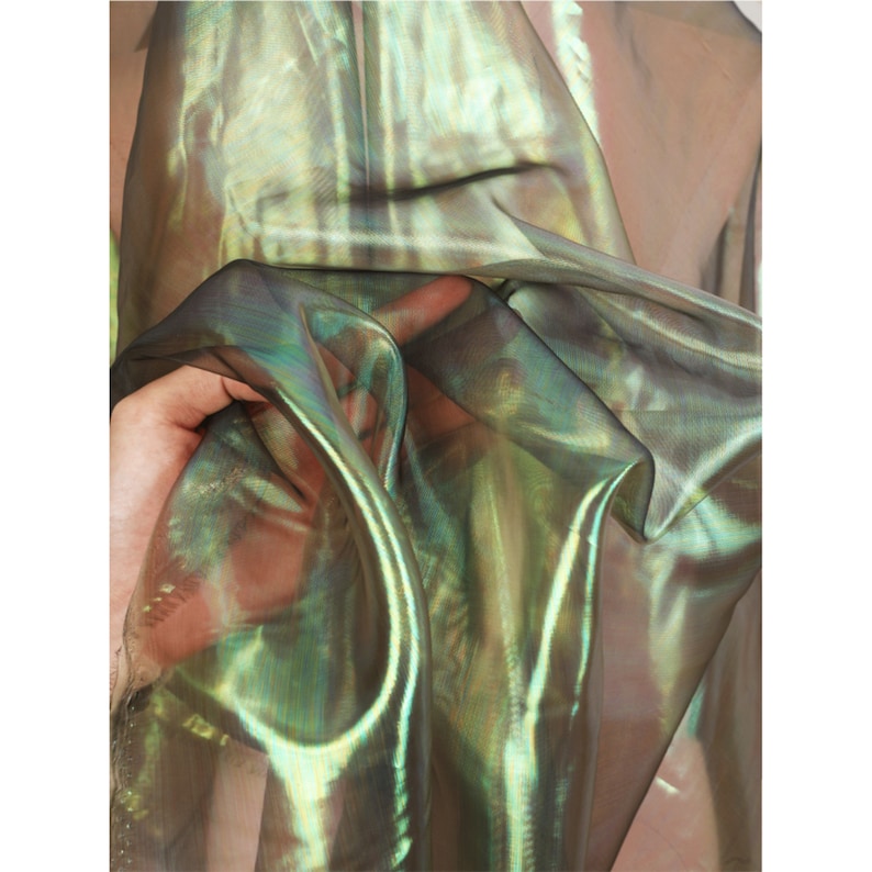 8 kleuren iriserende holografische gaasstof, magische organzastof, trouwjurk, achtergrondstof, feestdecor, doe-het-zelfbenodigdheden, groothandelstof afbeelding 1