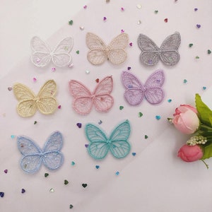 Embroidery Organza Butterfly Applique, Sew on Lace Patch For Flower Girl Dress, Bracelet, Garment, Bridal Dress, Headband,Hair Pin