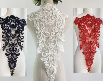 Ivory Sequin flower Lace Applique Exquisite Floral Embroidery Bodice Applique for Altering Super Luxury Bridal Wedding Applique
