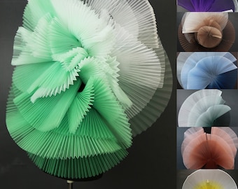 11 Colors Pleated Hard Mesh,Gradient Pleated Accordion Lace Fabric, Ruffle Tulle Lace Designer Fabric, Wedding, Gowns, Crafts, Events