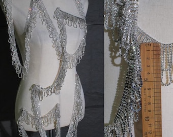 Luxury Crystal Fringe Trim,Shinny Rhinestone Charm Tassel Fringe Trim,Heavy Beads Fringe Tassel For Party Costumes,Dancewear,Hat,Home Decor