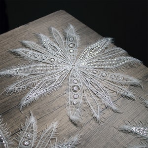 Lace Snowflake patch, Sew on 3D Flower, 3D Flower Lace Appliqué, 3d Sequin Flower Patch, Hollow Out Wedding Dress Lace Appliqué, Bridal Lace