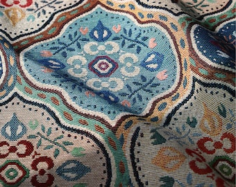 Tela de Jacquard Bohemia, tela de punto exótica de dos caras para mantel, manta de playa, tapiz, decoración del hogar, funda de cojín, tapicería, bolsa de bricolaje