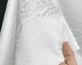Elegant Off white Jacquard Lace Fabric, Embossed Floral Brocade, Tapestry Fabric For upholstery,Lolita Doll Dress DIY fabric 56 inches width