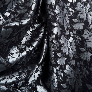 Silber Floral Jacquard Stoff,Polyster Stoff für Nähen, Kleid, Handwerk, DIY Anzüge, Vorhänge, Bekleidung, Polsterung, Mode-Projekt, Home Decor