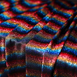 Ombre Stretch Knit Sheer Mesh Striped Rainbow Fashion Designer Fabric Dress Draping Clothing Fabric