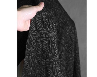 Black /White Geometric Relief Jacquard Fabric High-grade Dress Fabric Pleated Textured Fabric,3D Irregular Two-sided Fabrics,Designer Fabric