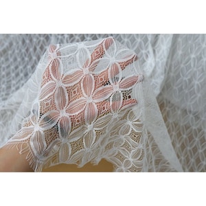 Luxury Rhombus Sparkly Bridal Lace Fabric for Designer Dresses