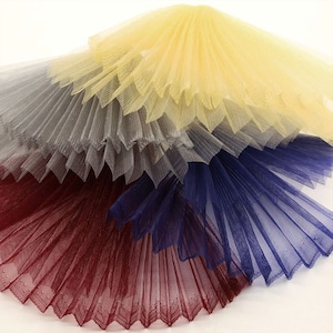 9 Colors Stripe Pleated Soft Mesh Fabric Wrinkle Crumple Accordion Girl Dress Fabric Sew for Pleated-skirt,Craft By Yard