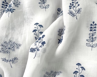 Floral Embroidered Cotton Fabric,Quilting Fabric,Designer Fabric,Floral Fabric,Embroidered Fabric,Dress Fabric,Fabric By Yard,Cotton Fabric