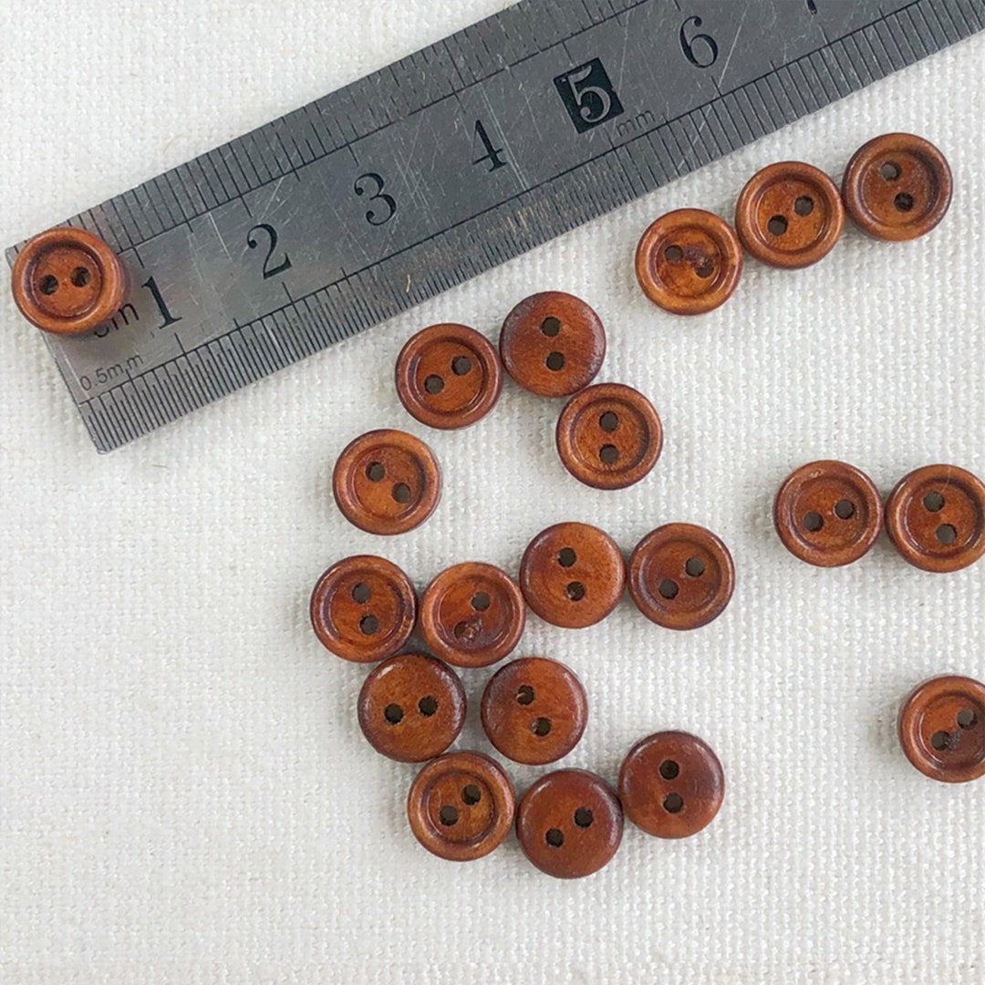 9mm Brown Wooden Buttons 2-holes Sewing Crafts Mini Doll Clothes ...